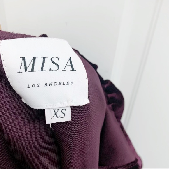 MISA Ruffle One-shoulder Velvet Top In Plum Velvet - Picture 8 of 8